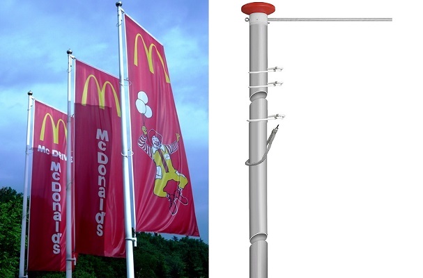 Banieruithouder / galg -  cilindrische mast 60 mm